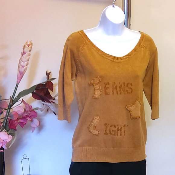 NWT Women’s Orange Yellow Lightweight 3/4 Sleeve Knit Cardigan Fall Sweater 6 8 - Picture 2 of 7